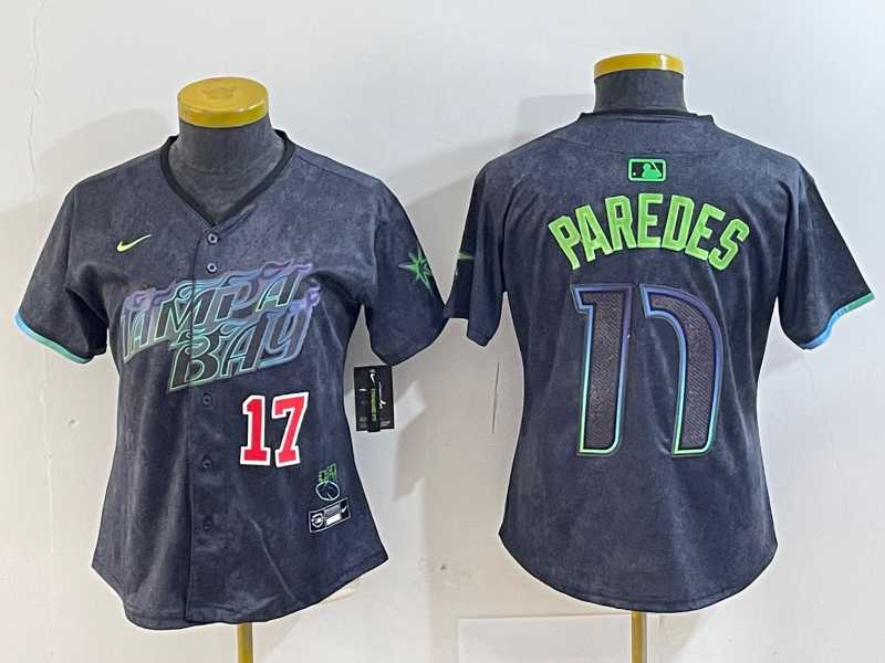 Womens Tampa Bay Rays #17 Isaac Paredes Charcoal 2024 City Connect Limited Cool Base Jerseys